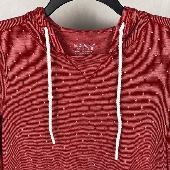MAY by Marc New York Performance Pullover Hoodie Medium Lightweight Red White - Picture 3 of 10